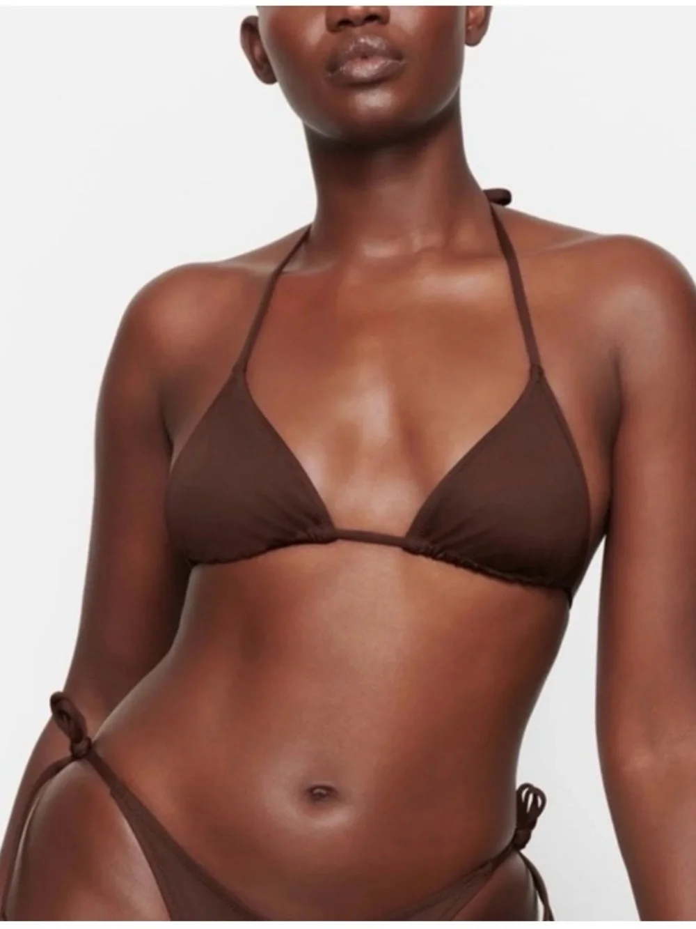 Skims Brown Triangle Bikini Top Sz S Beach Trendy Resortwear